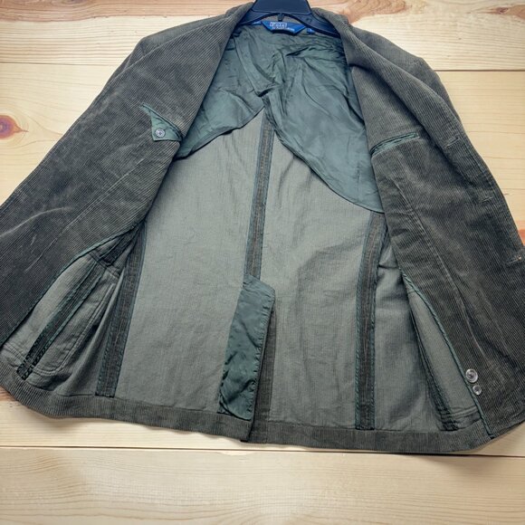 Vintage Polo Ralph Lauren Blazer Mens Large Green Olive Brown Corduroy - Picture 12 of 15